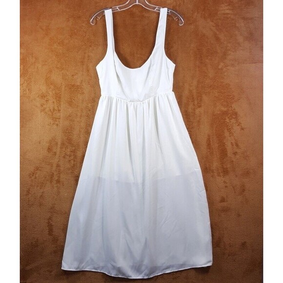 WEWOREWHAT Womens Dress Medium White Midi Charmeuse Corset Empire Minimalist - Picture 3 of 12